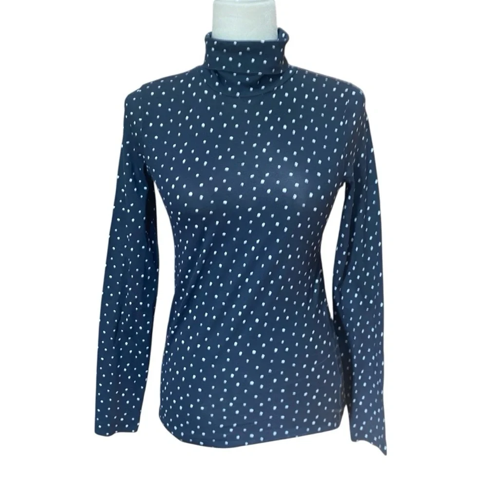 J.Crew Womens NWT Black Polka Dot Tissue Turtleneck Shirt